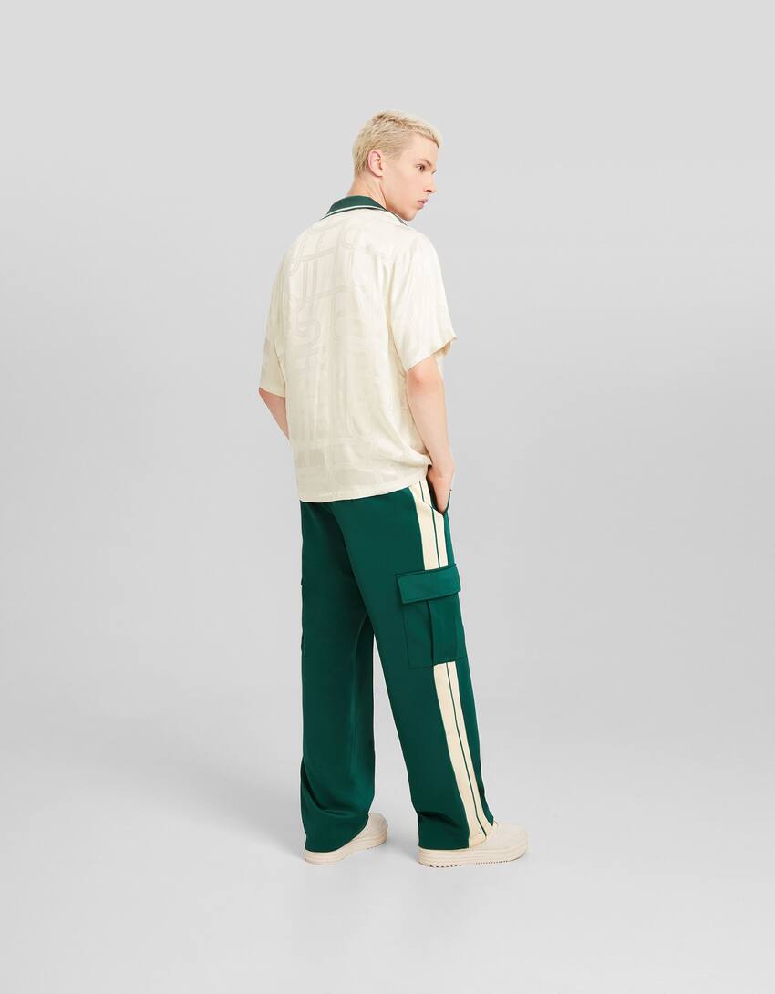 Wide-leg jogger cargo trousers-Green-2