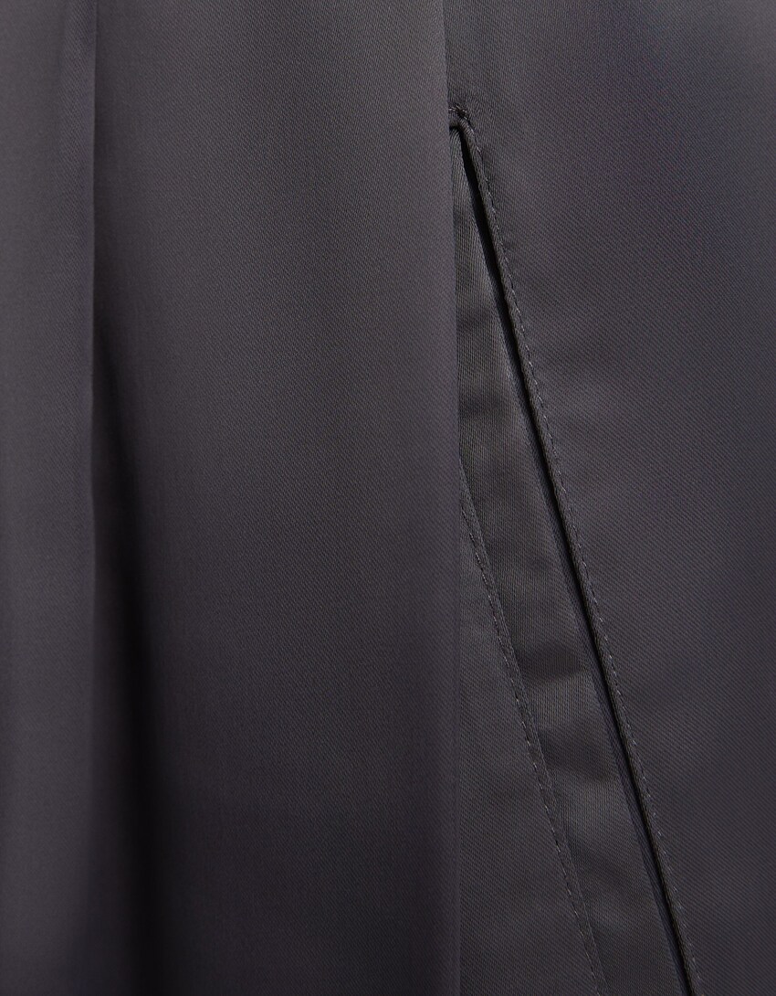 Generation Bershka wide leg galtza satinatuak-Gris ilun-6