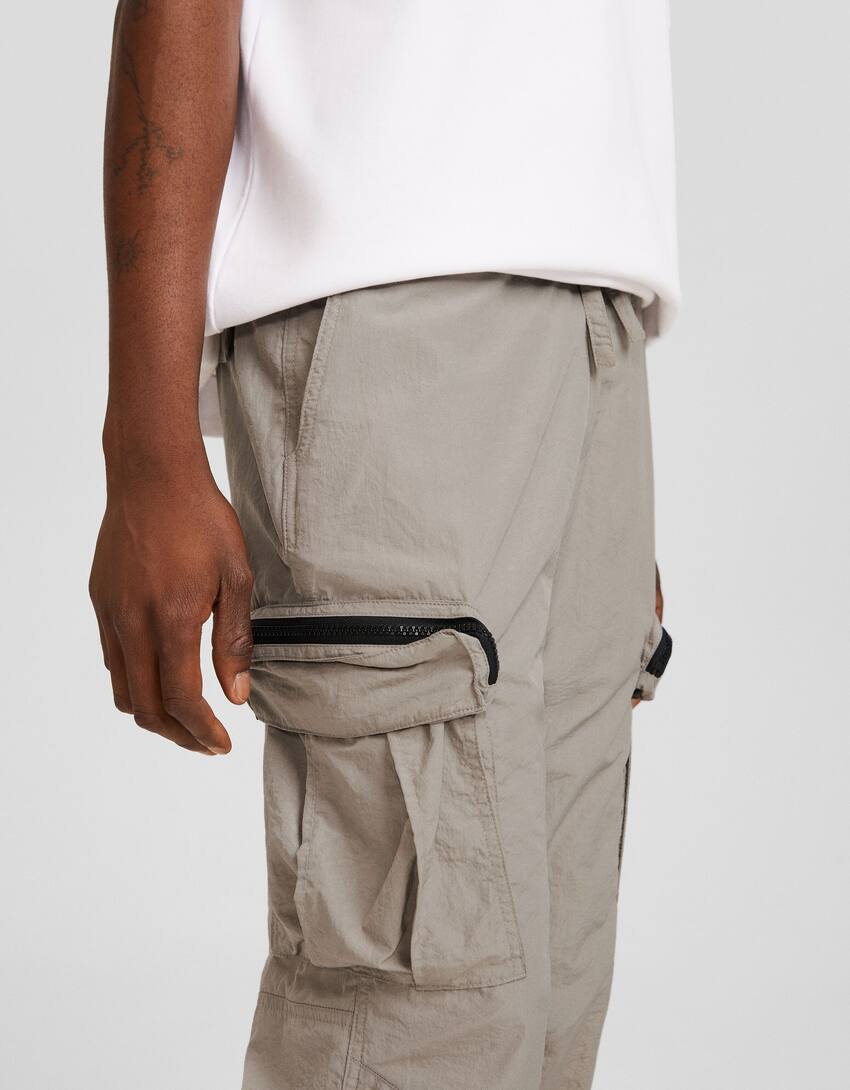 Technical cargo jogger trousers-Dark grey-3