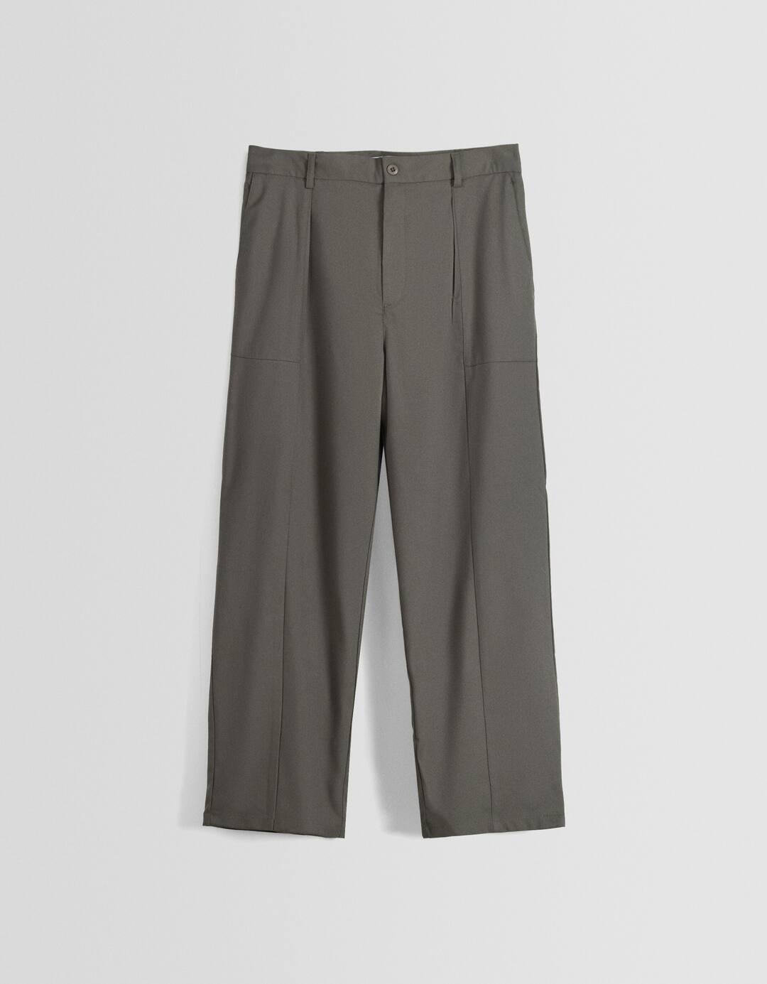 Wide-leg tailored trousers with darts