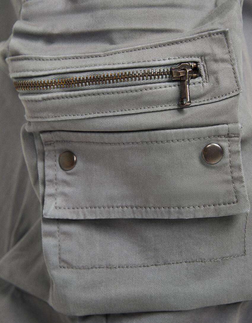 Baggy cargo trousers with zips-Grey-6