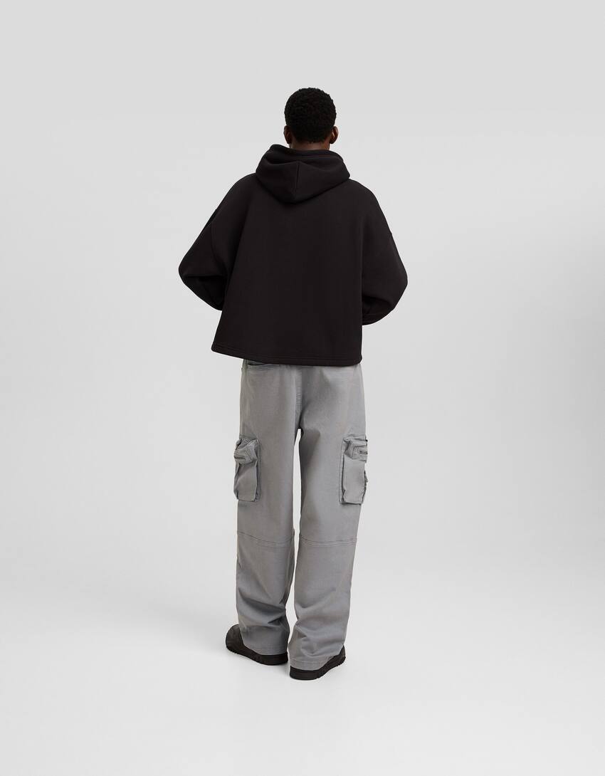 Baggy cargo trousers with zips-Grey-2