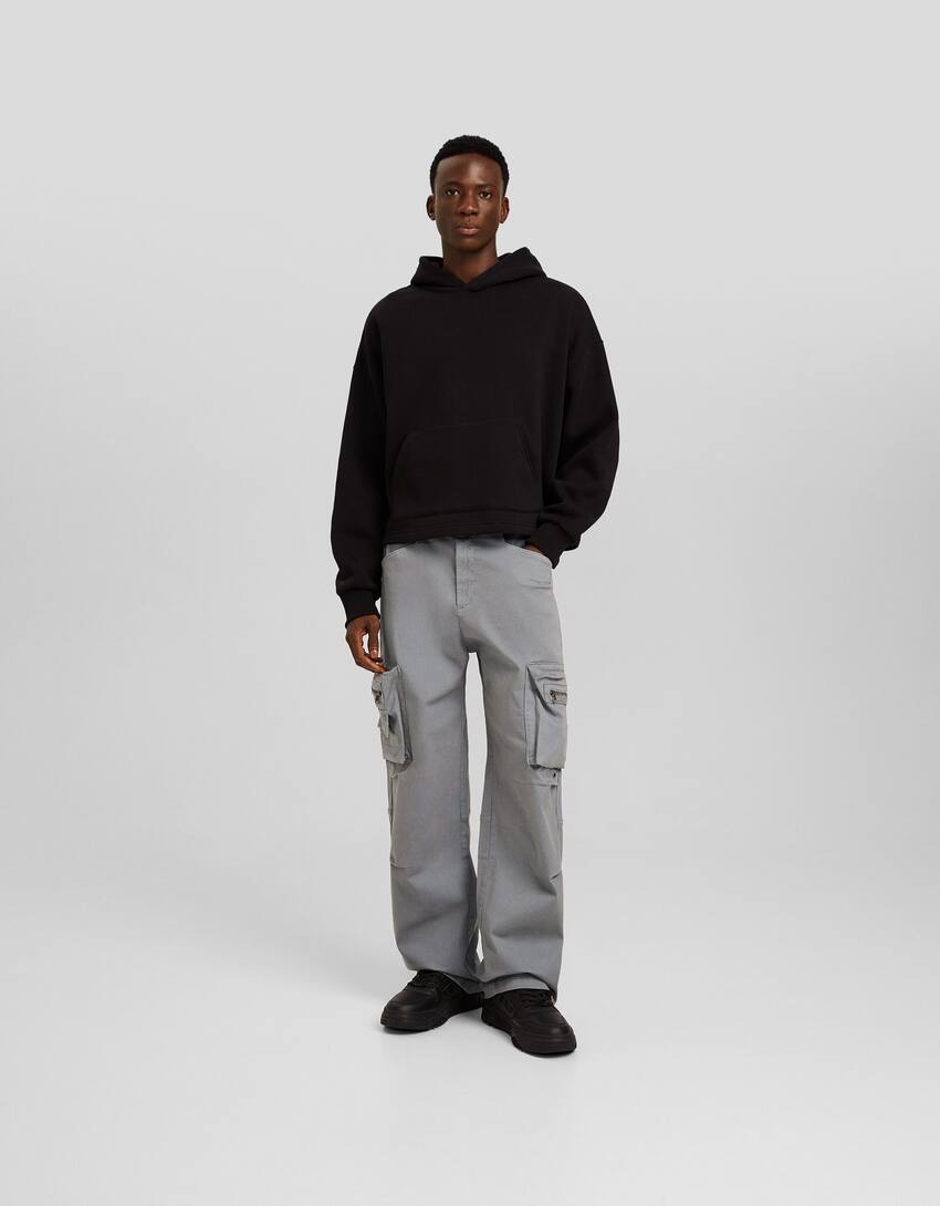 Baggy cargo trousers with zips-Grey-0