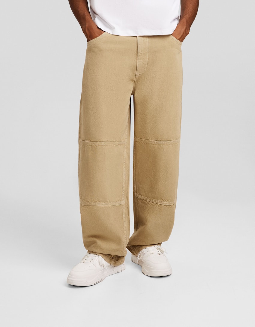 Baggy skater trousers-Camel-1
