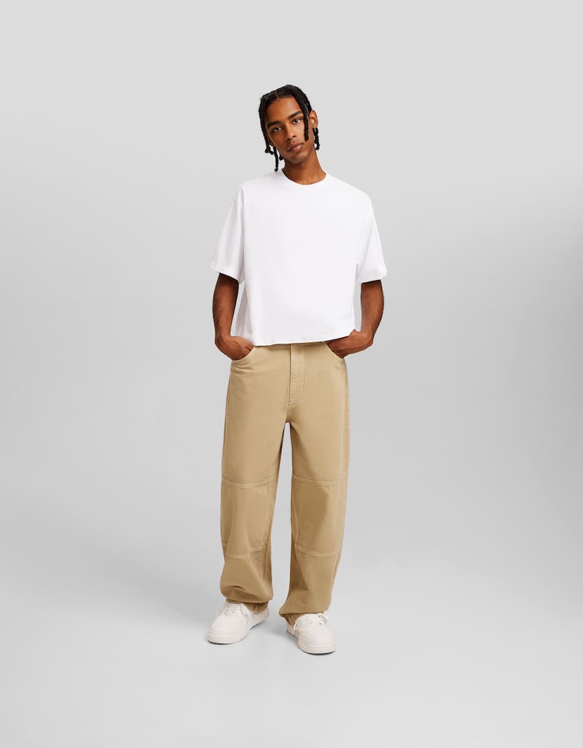 Baggy skater trousers-Camel-0