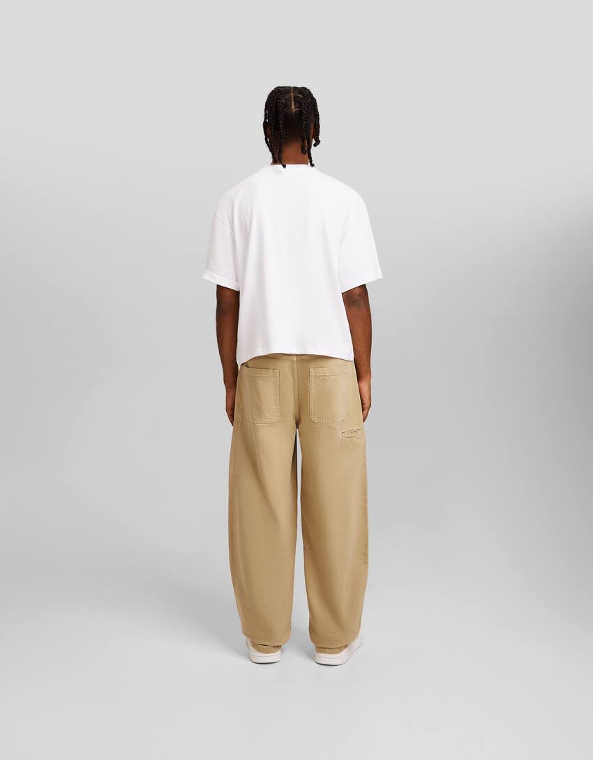 Baggy skater trousers-Camel-2