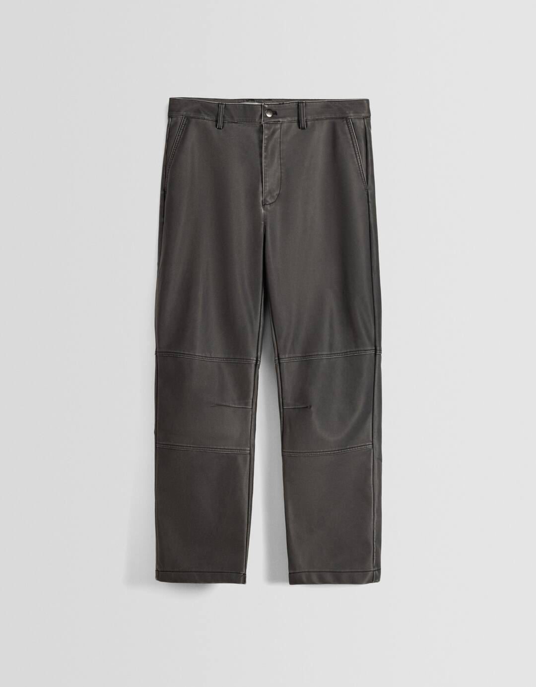 Pantalon wide leg similicuir délavé