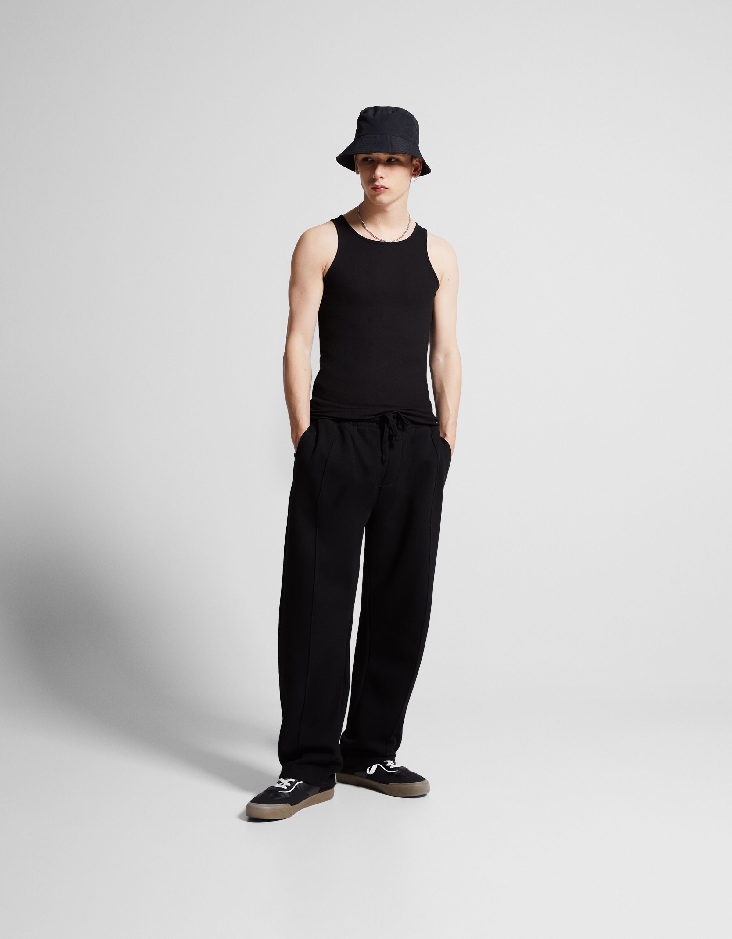 Wide-leg plush pants - Pants - Men | Bershka