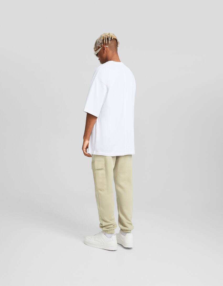 Cargo jogger trousers-Off white-2
