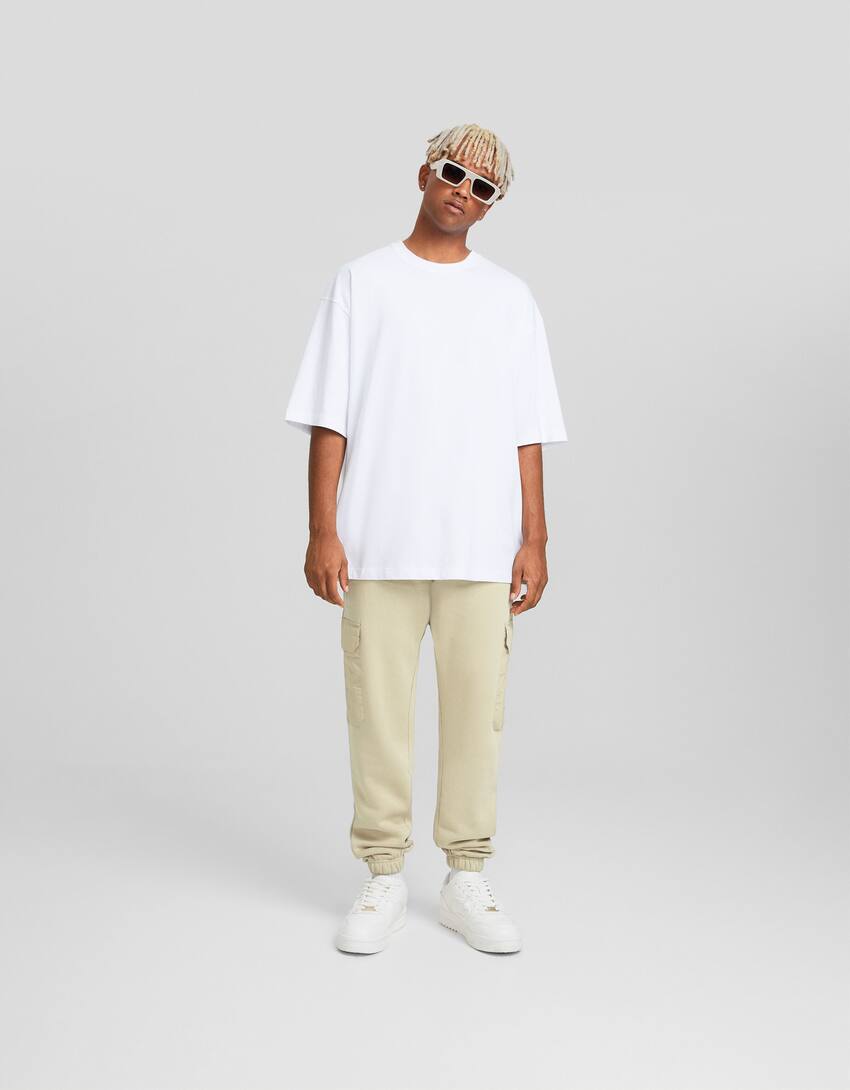 Cargo jogger trousers-Off white-0