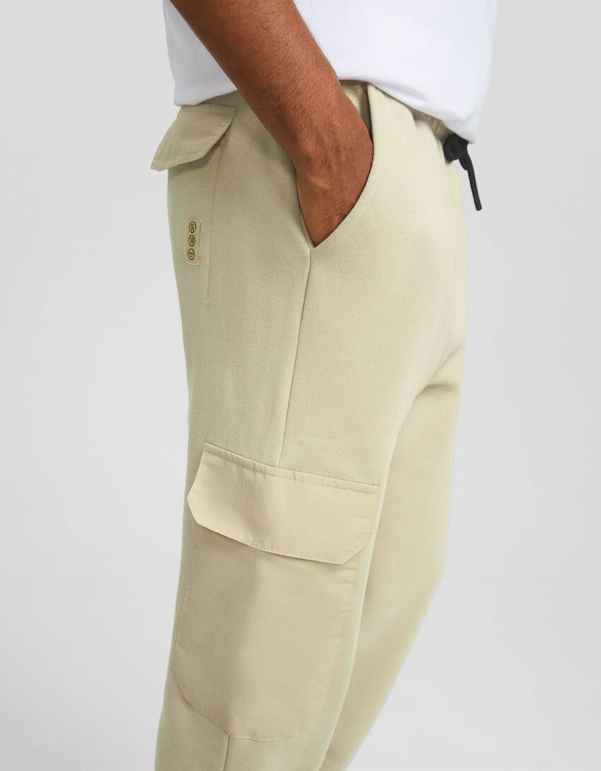 Cargo jogger trousers-Off white-3