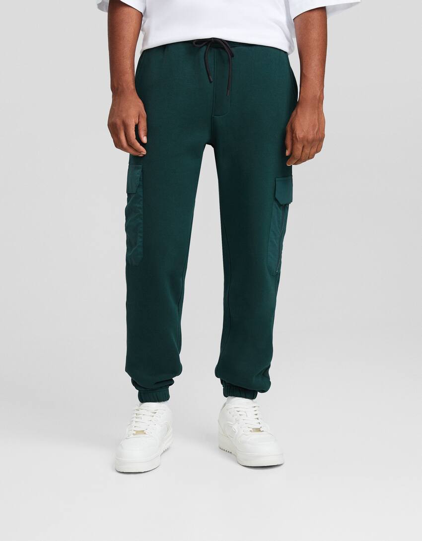 Cargo jogger trousers-Green-1