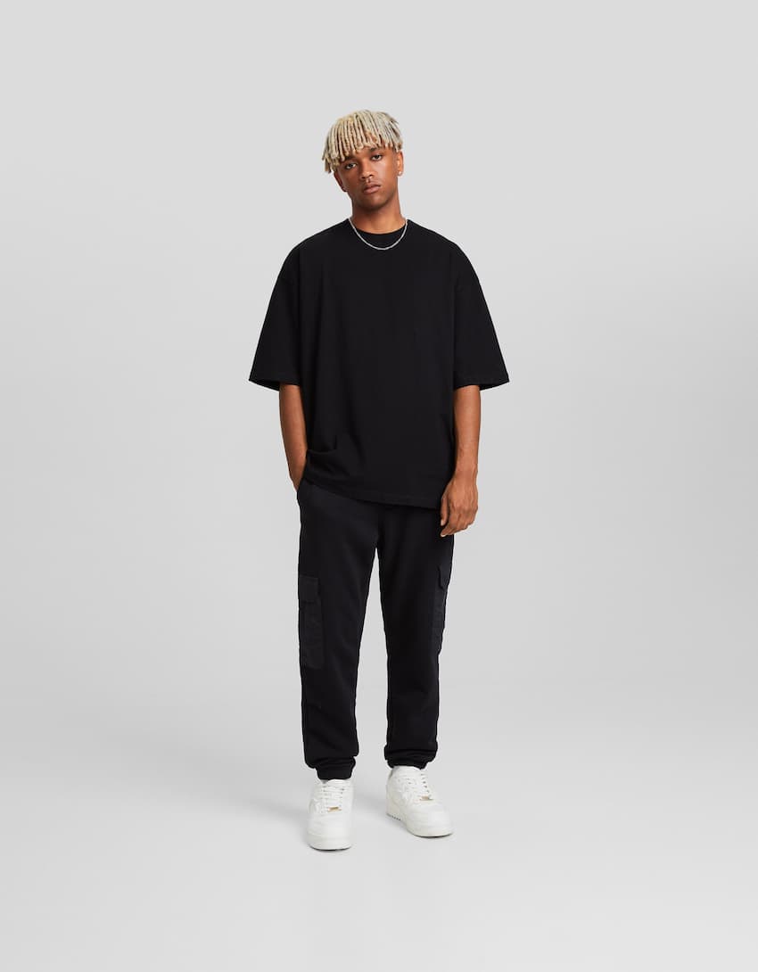 Cargo jogger trousers-Black-0