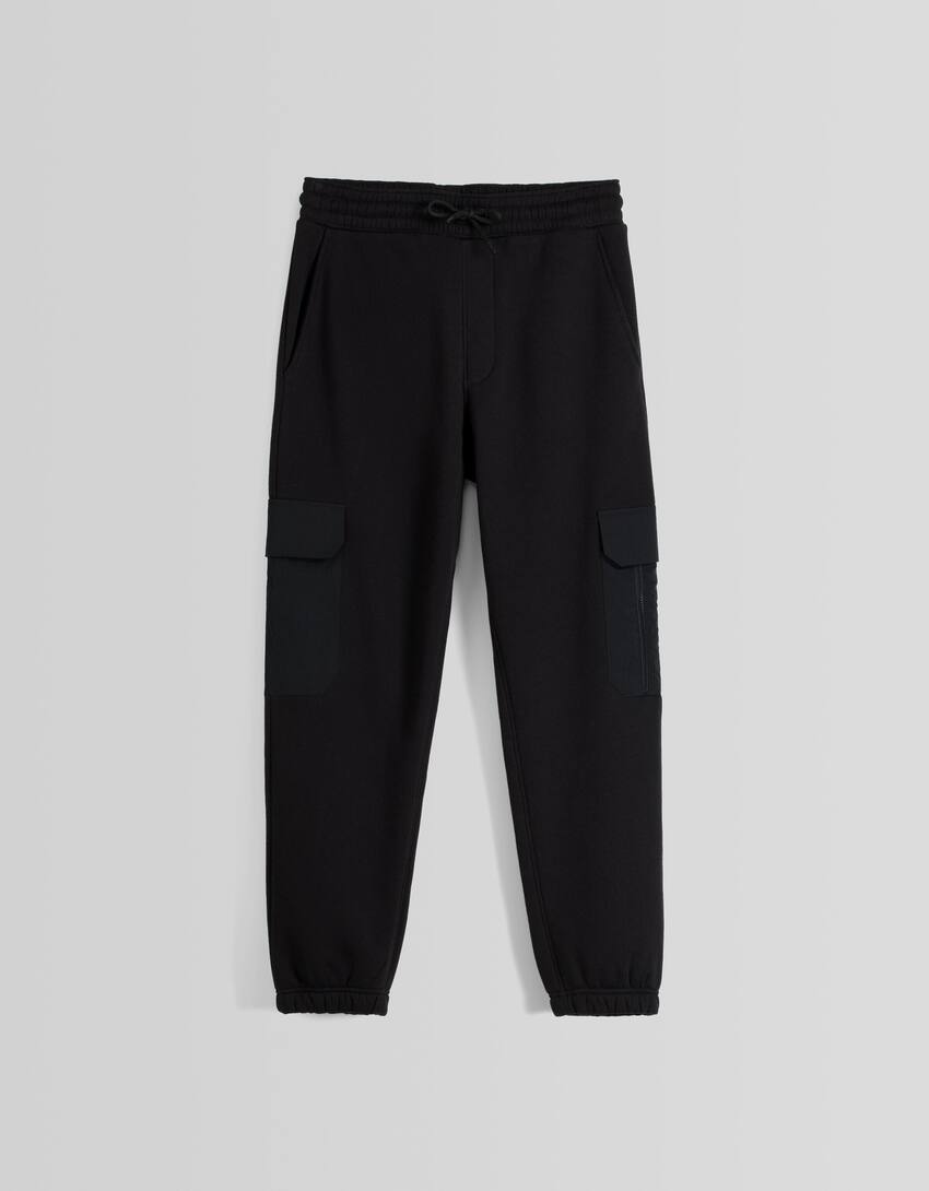 Cargo jogger trousers-Black-4