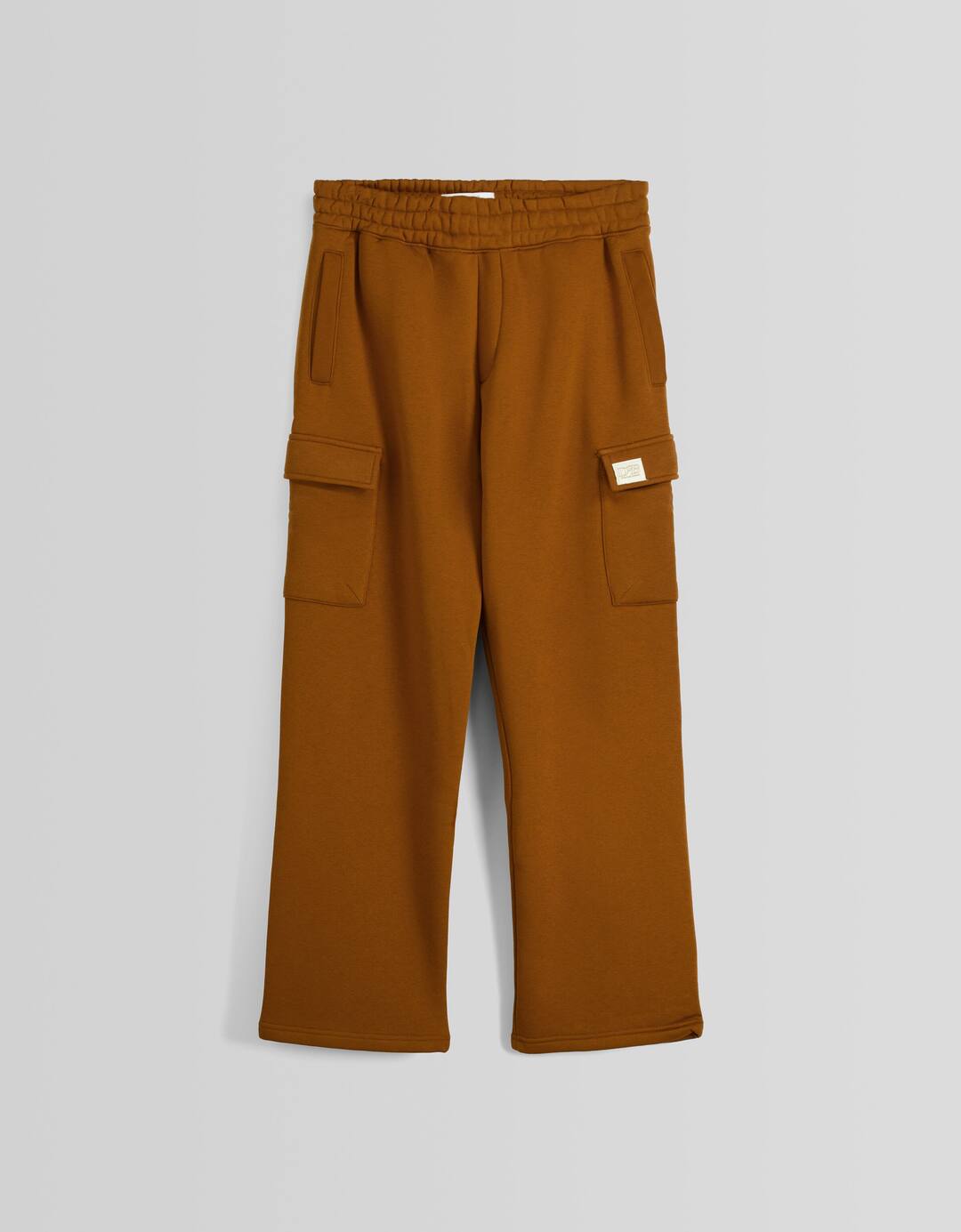 Wide-leg plush cargo trousers