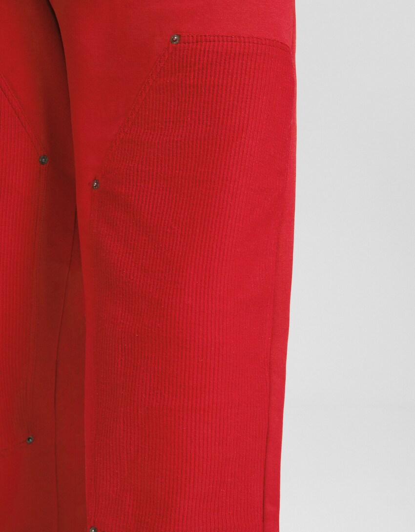 Wide leg galtzak panazko xehetasunarekin-Gorria-3