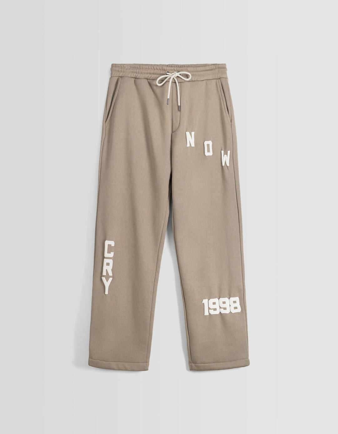 Wide-Leg-Hose aus Plüsch mit Print