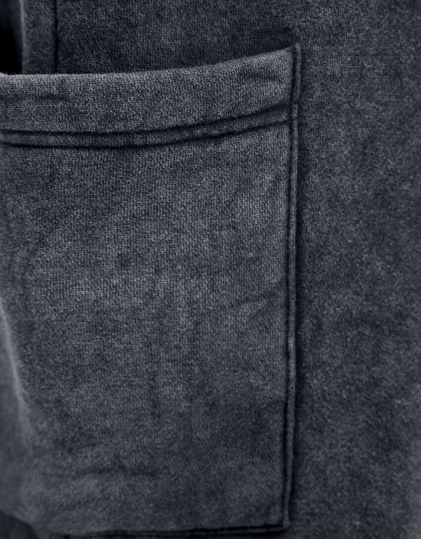 Faded wide-leg cargo trousers-Dark grey-5