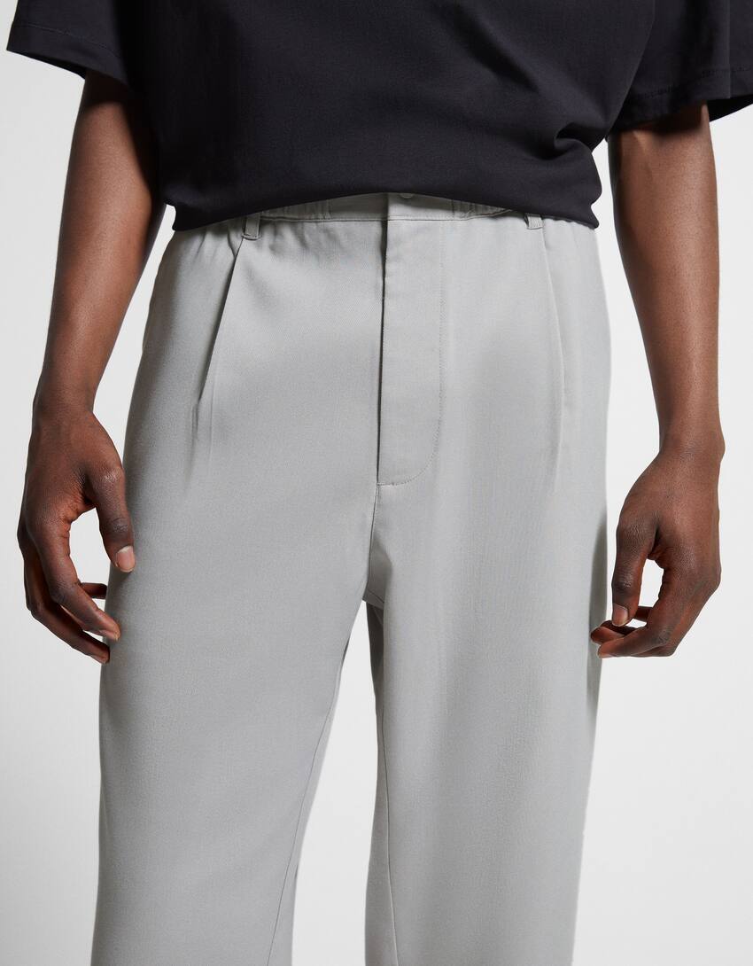 Tailored trousers with pleats-Grey-3