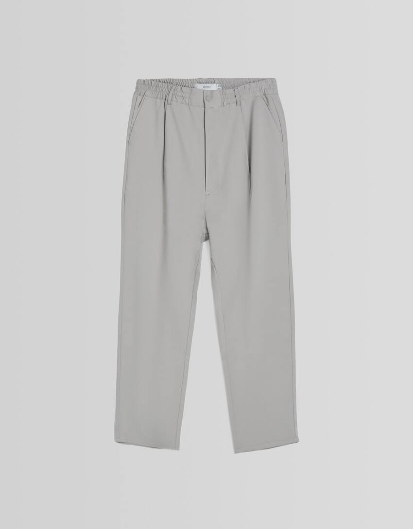 Tailored trousers with pleats-Grey-4