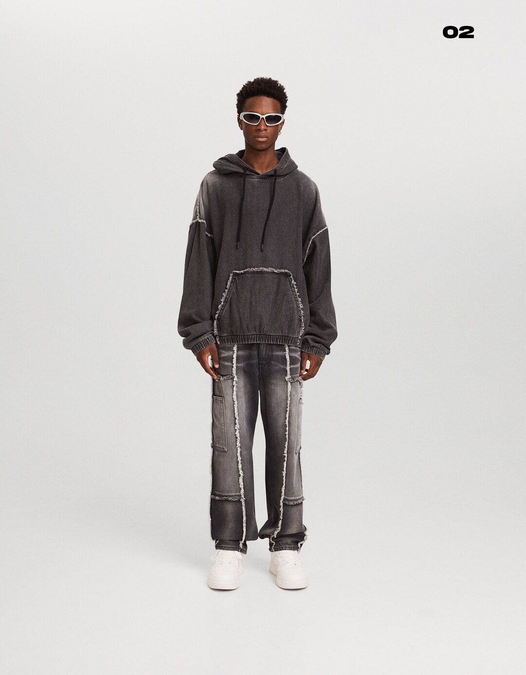 Boxy fit denim kirol-jertse txanoduna efektu maraztuzkoa