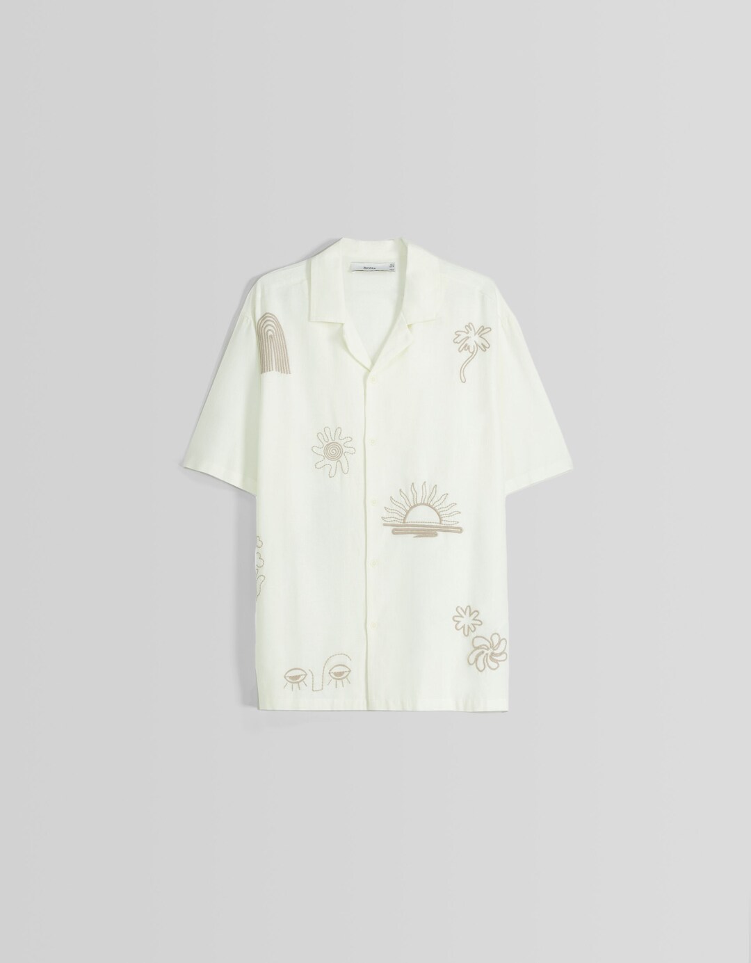 Rustic short sleeve shirt with embroidery