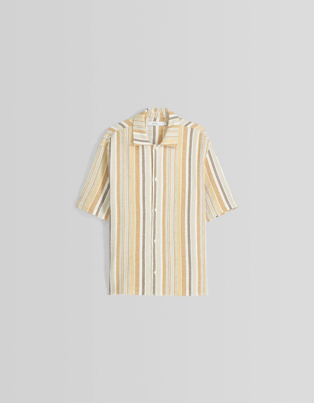 Camisa manga corta rústica rayas