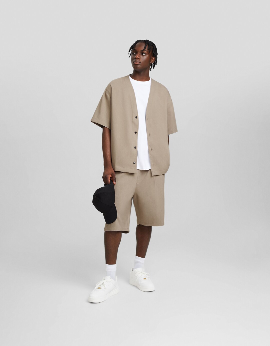 Short sleeve tailored boxy fit shirt
