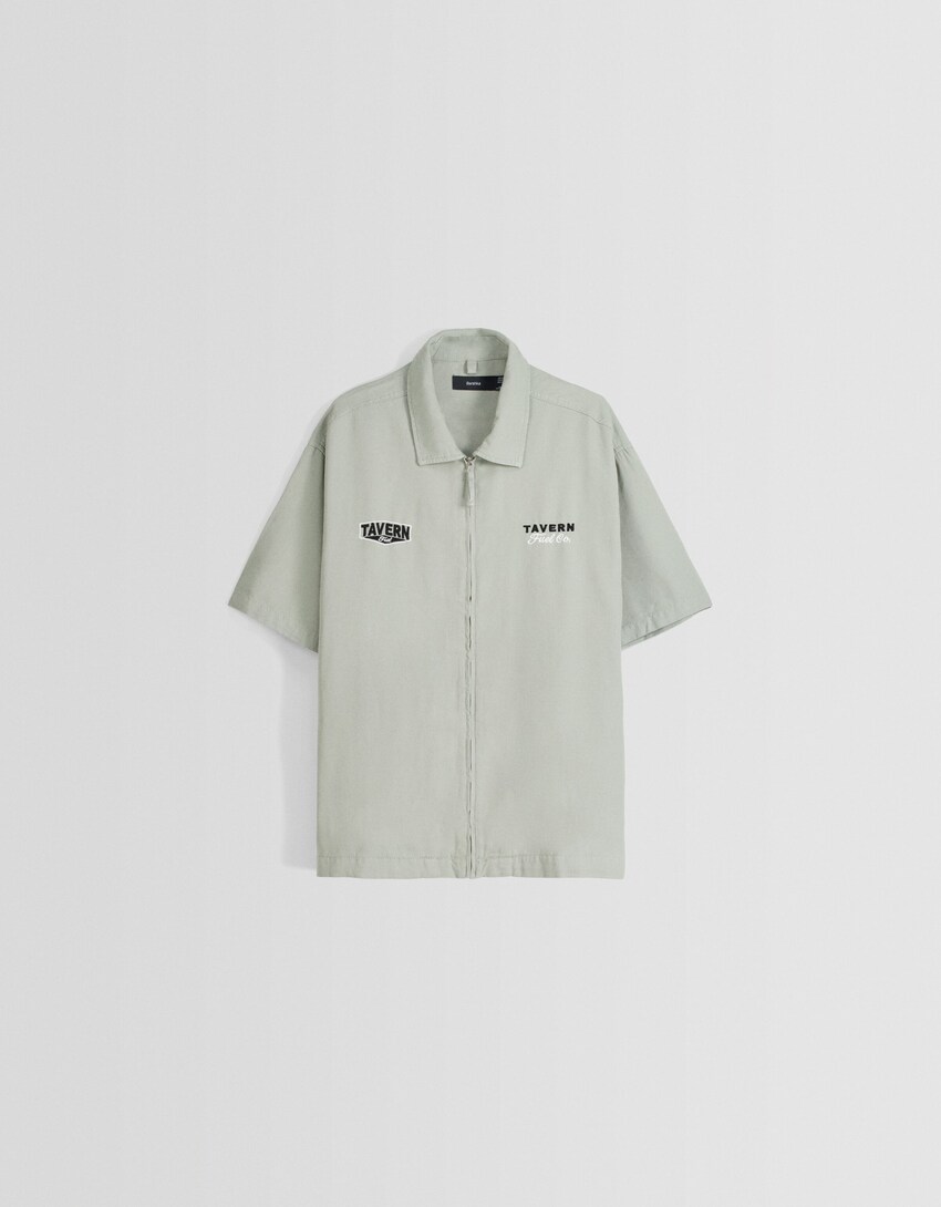 Camisa màniga curta cotó pedaços-Verd-4