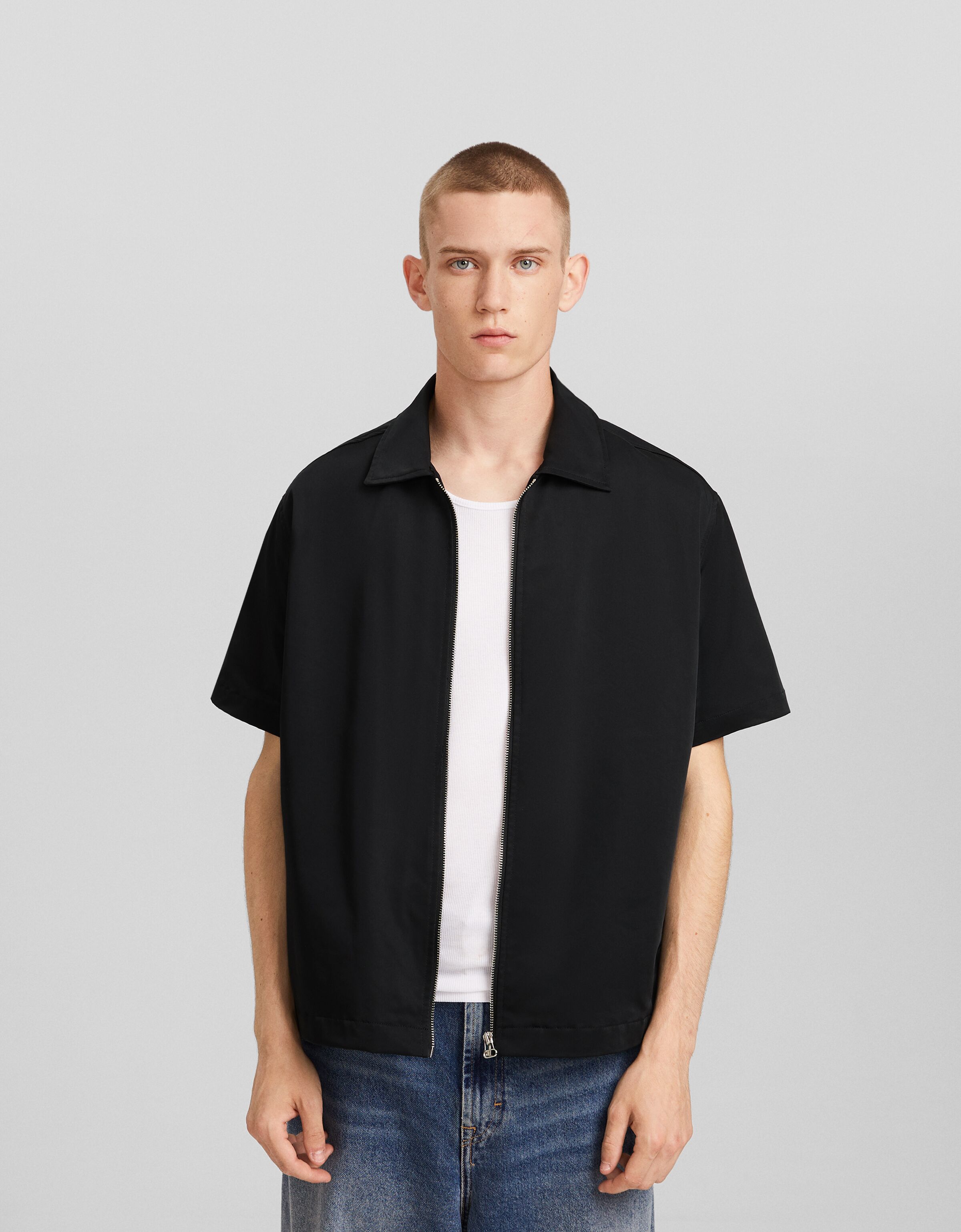 Bershka camisas 2025 hombre manga corta