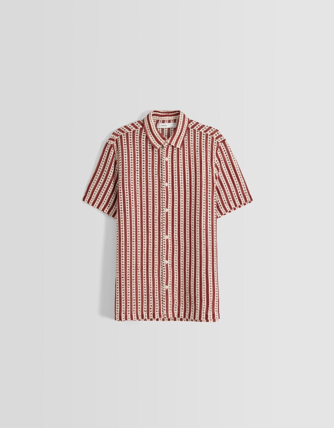 Striped openwork short sleeve shirt