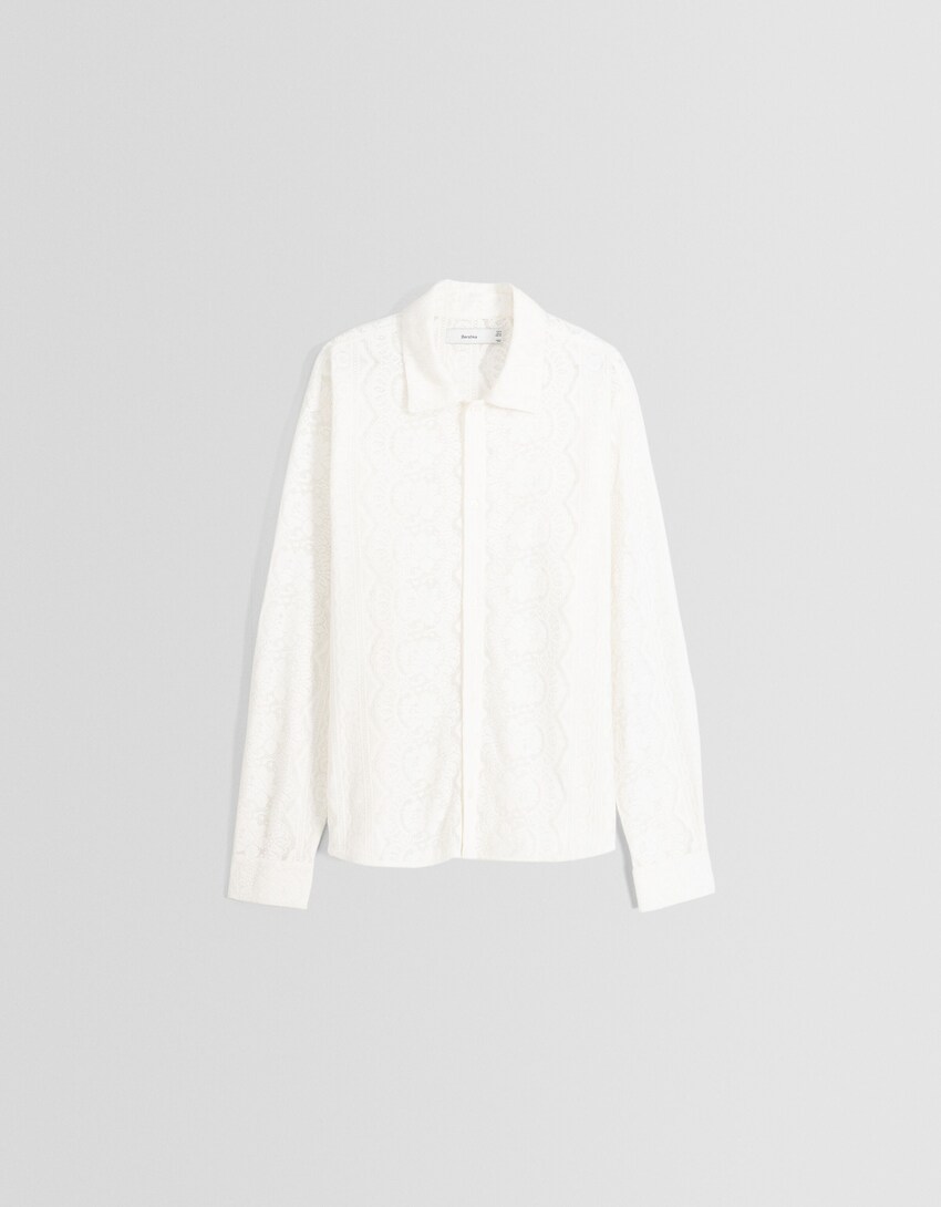 Camisa màniga llarga boxy fit punta-Blanc trencat-4