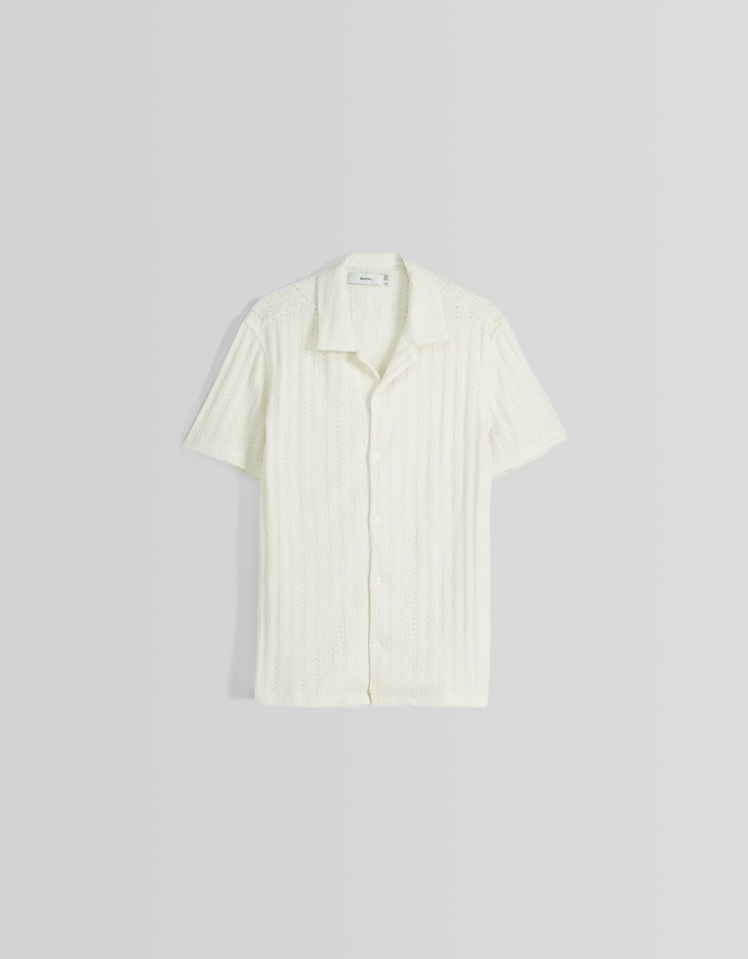 Camicia maniche corte jacquard traforata