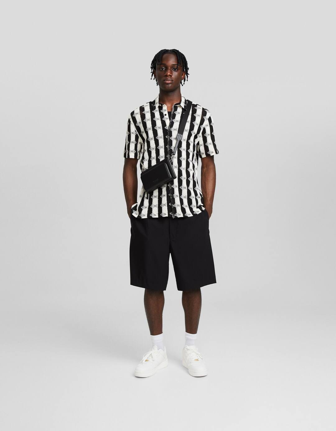 Camisa manga corta jacquard