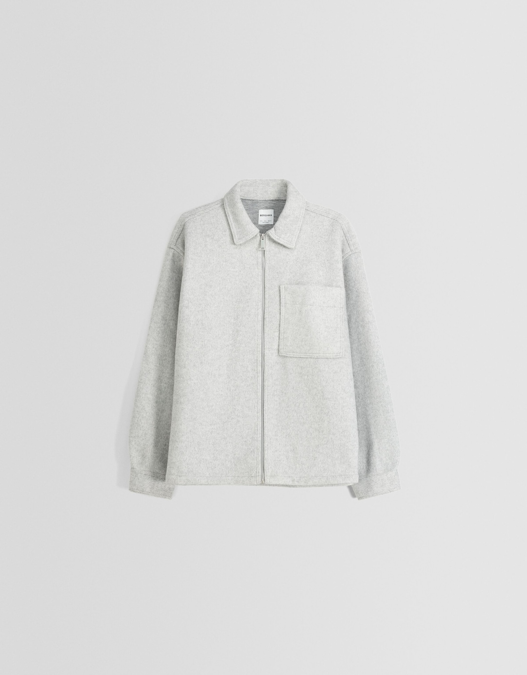 Flannel-effect long sleeve overshirt with zip