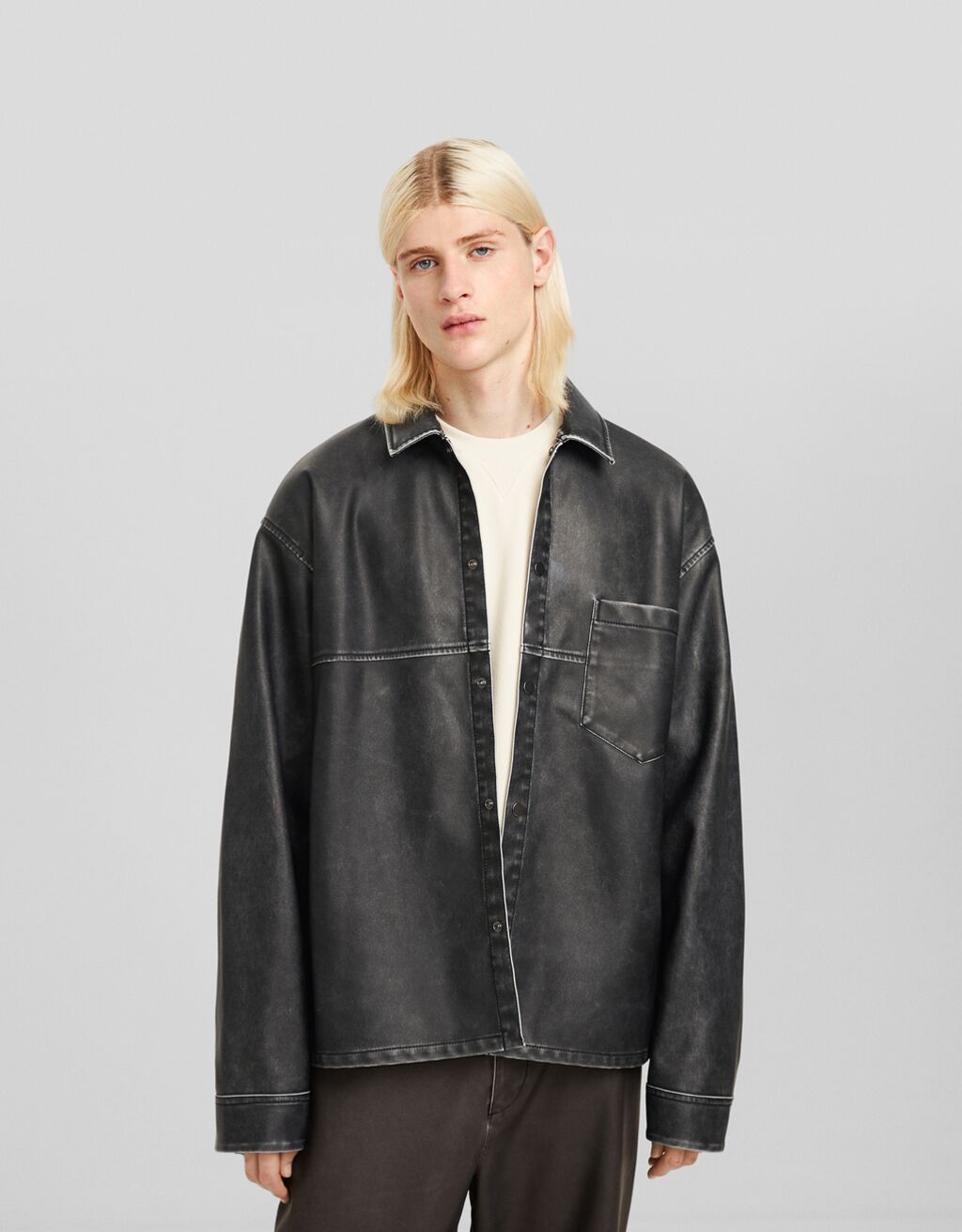 Bershka leather sales shirt
