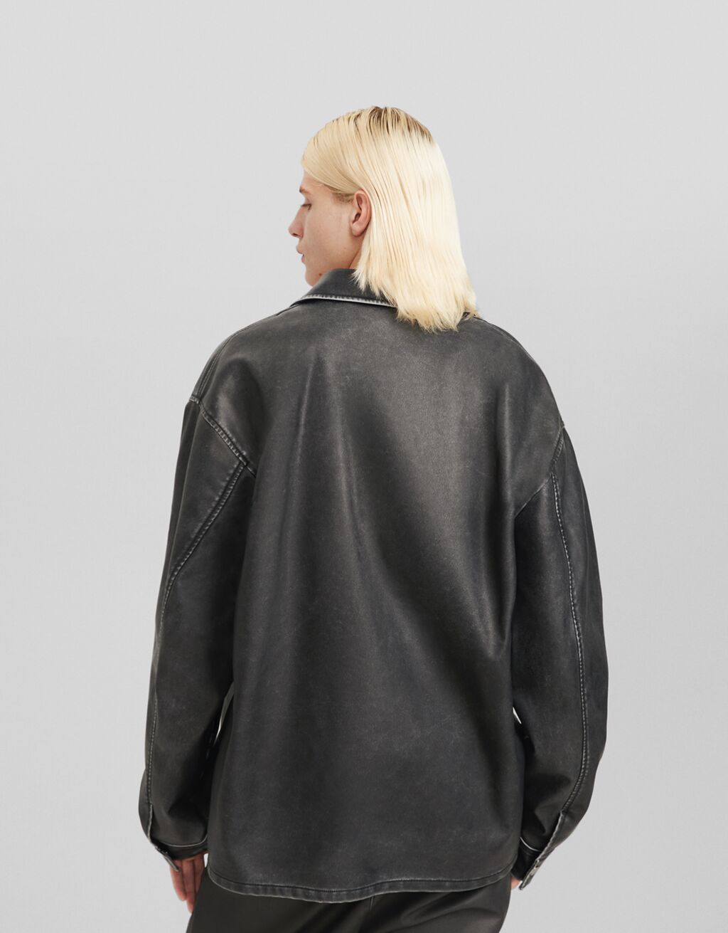 Faux leather long new arrivals sleeve shirt