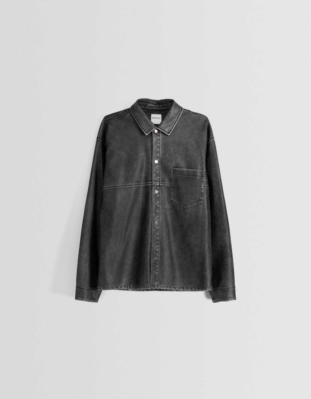 Camisa manga larga efecto piel desgastada