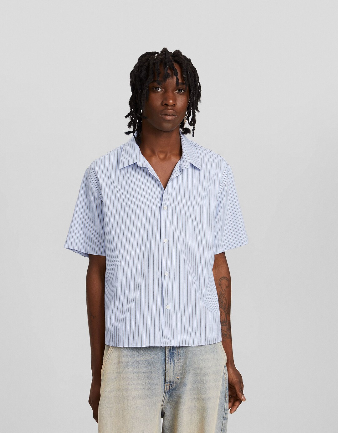 Camisa manga corta oxford rayas