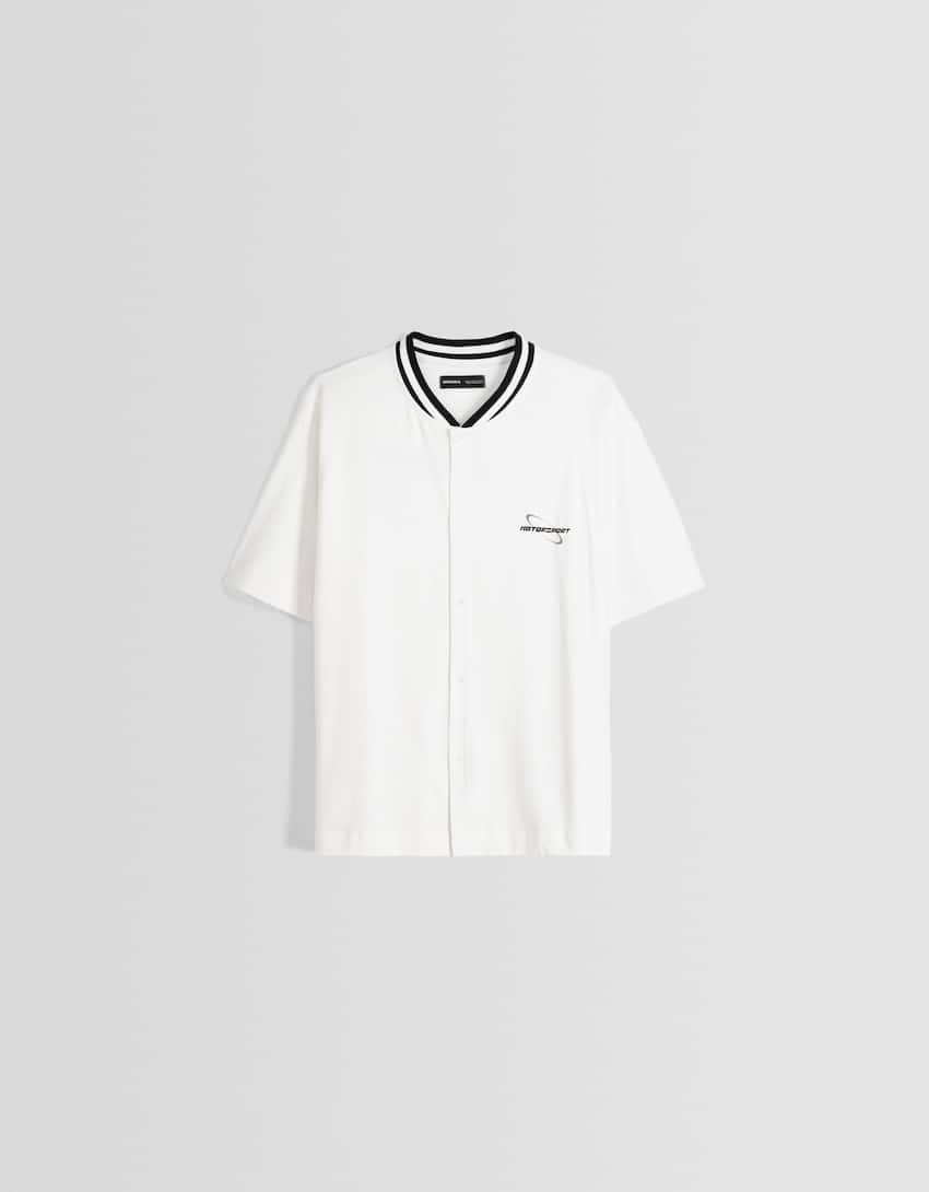 قميص بيسبول بأكمام قصيرة-أبيض مطفي-4