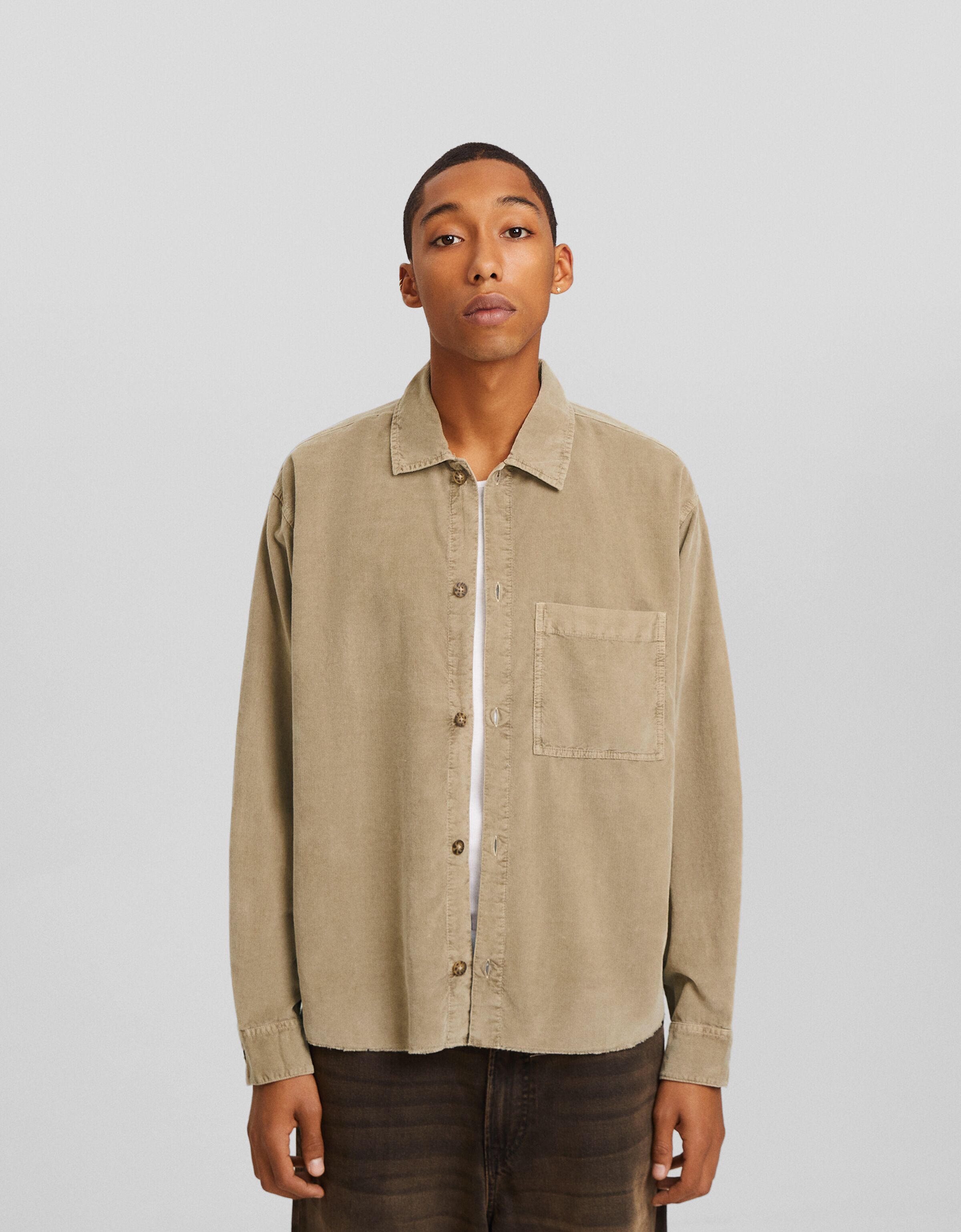 Cropped store corduroy shirt