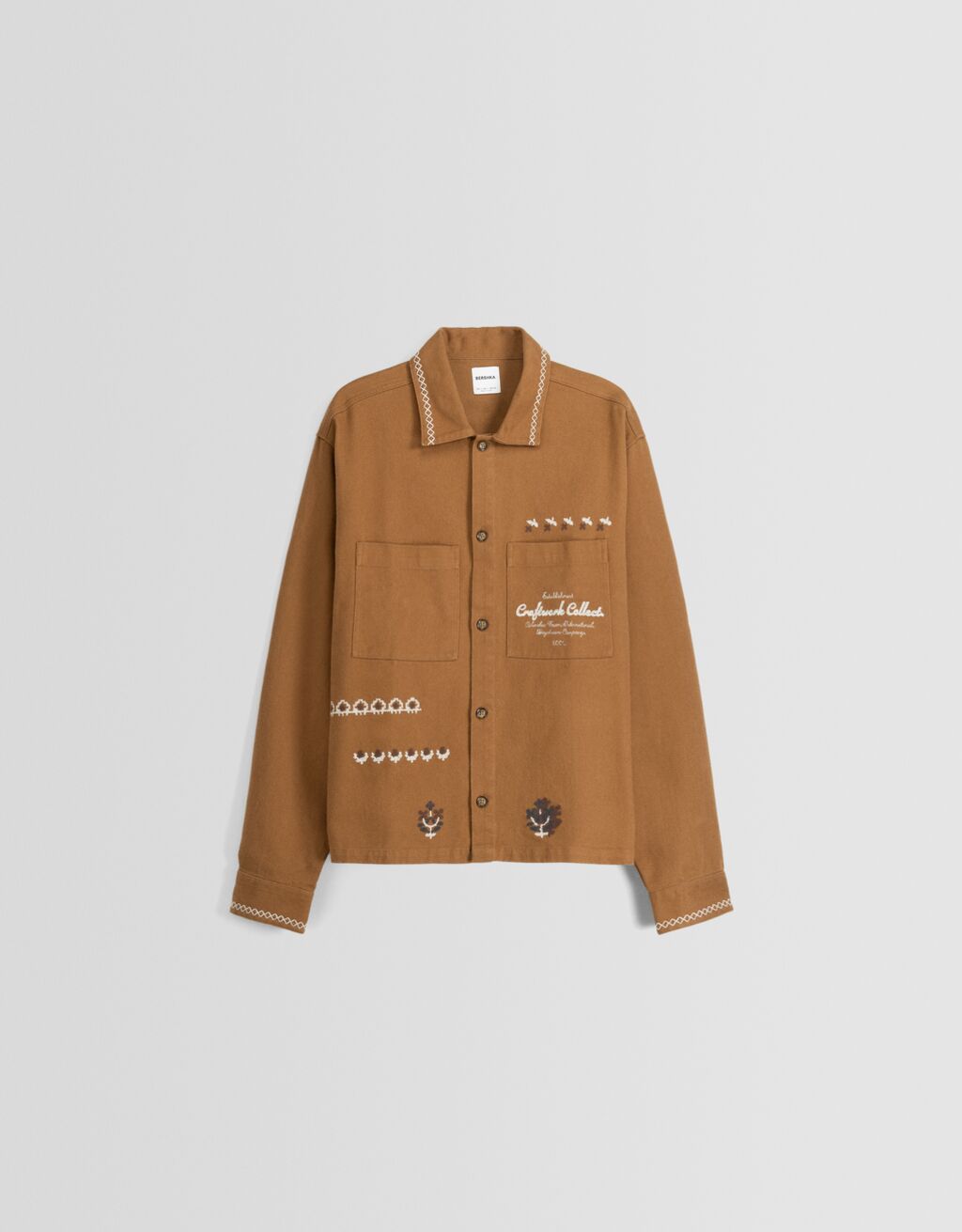 Sobrecamisa màniga llarga boxy fit brodats