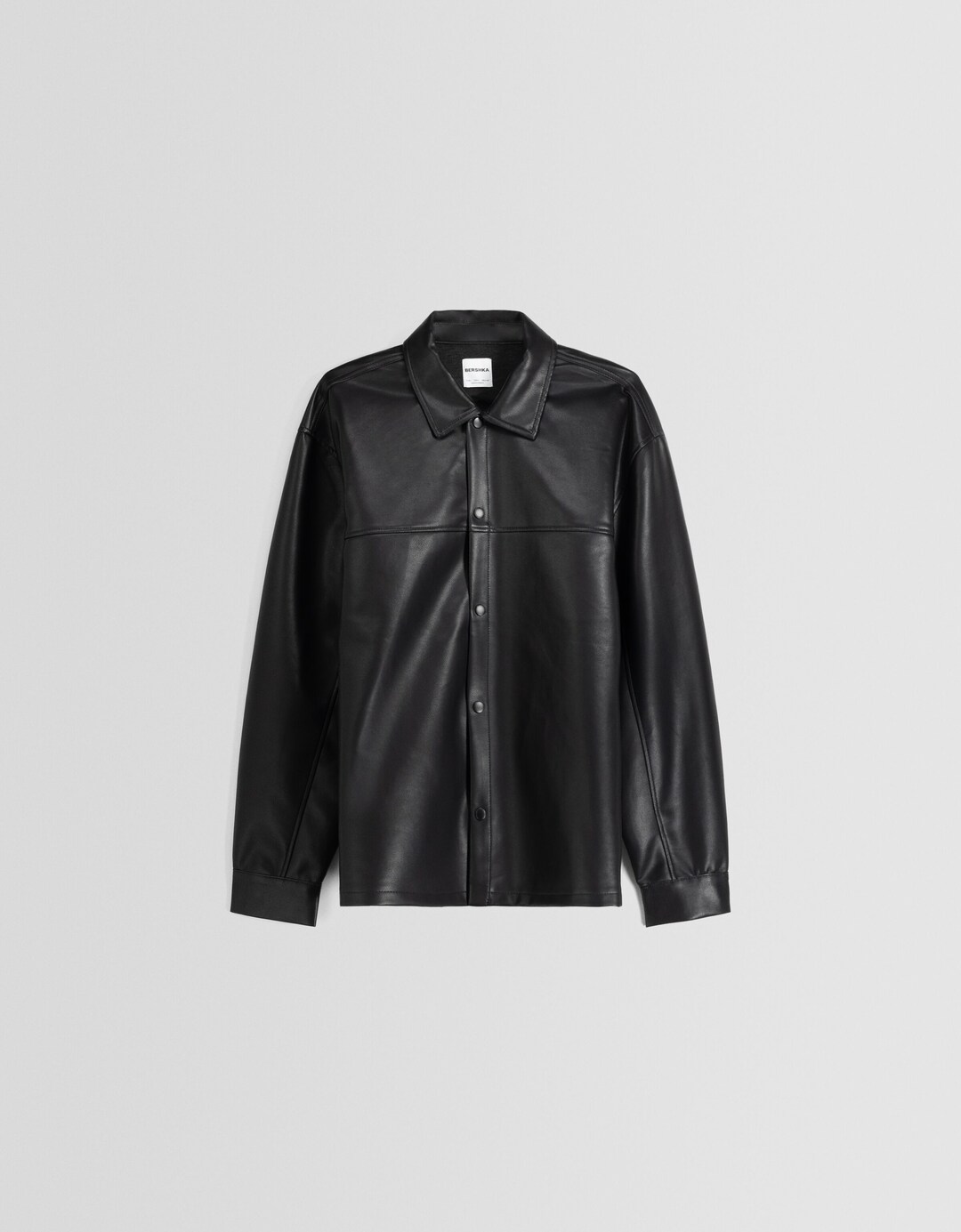 Leather effect boxy fit long sleeve shirt