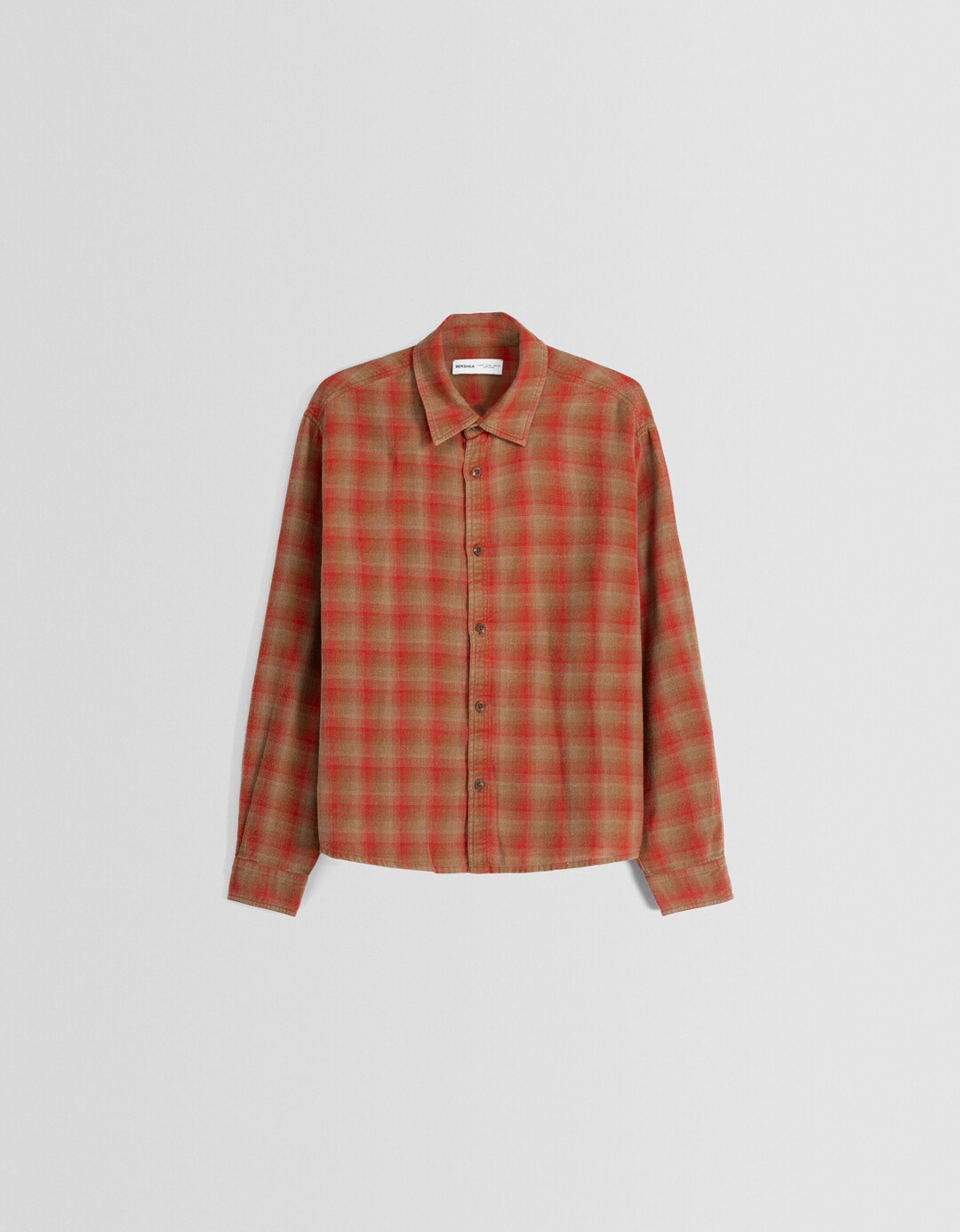 Faded-effect long sleeve check shirt