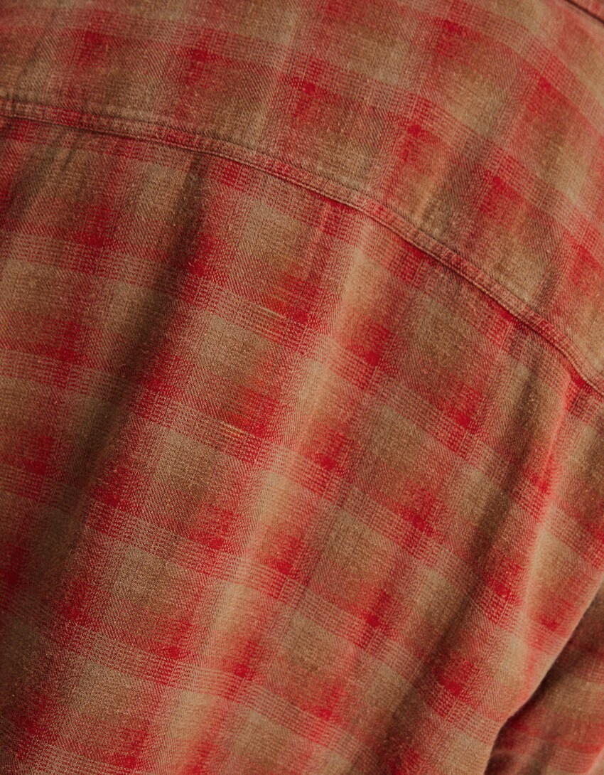 Camisa màniga llarga quadres efecte rentat-Vermell-6