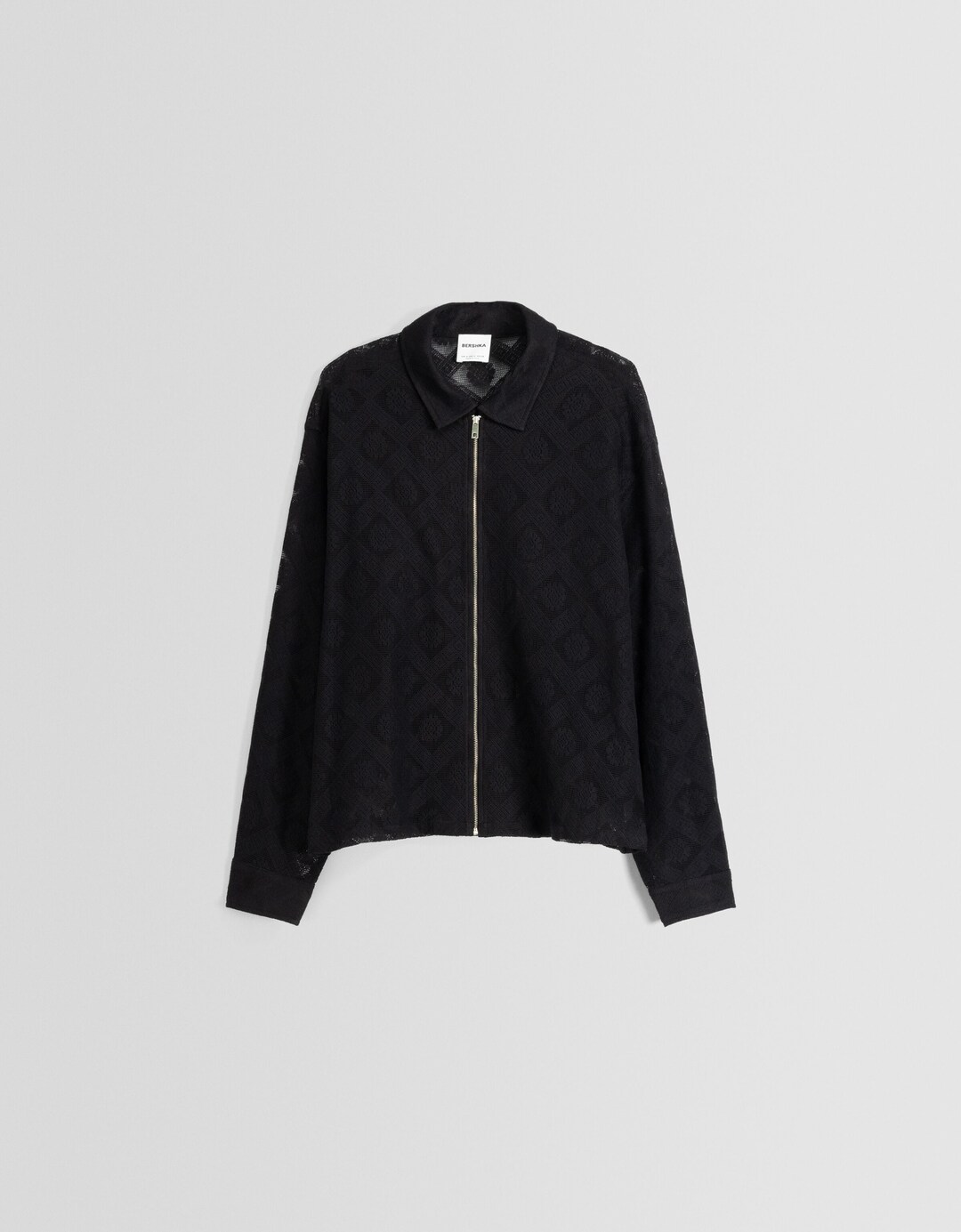 Long sleeve lace shirt with zip