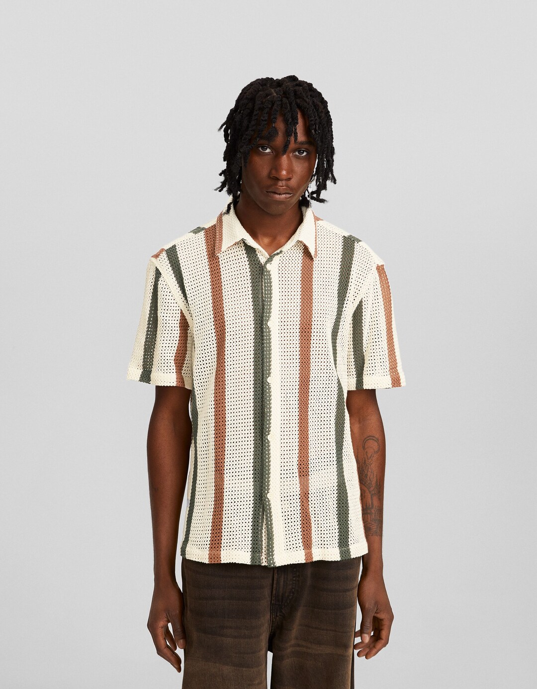 Camisa manga corta rústica rayas