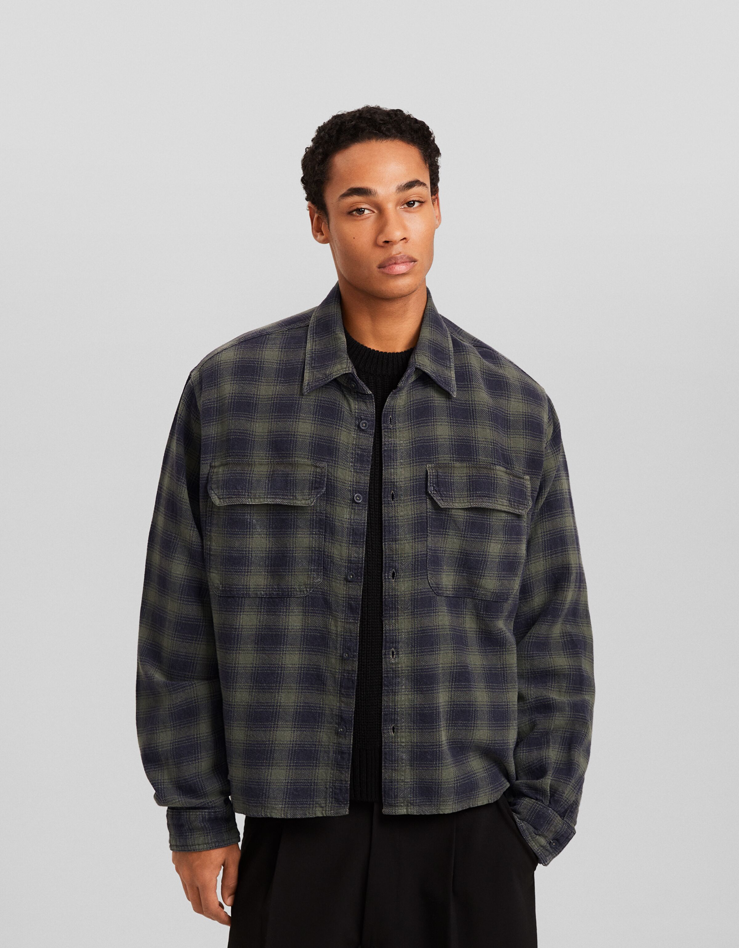 Camisa cuadros bershka online