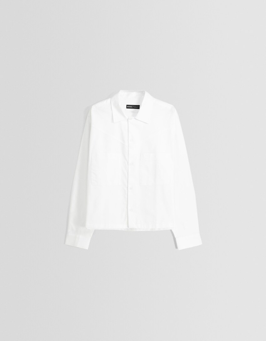 Camisa màniga llarga cropped òxford-Blanc-4