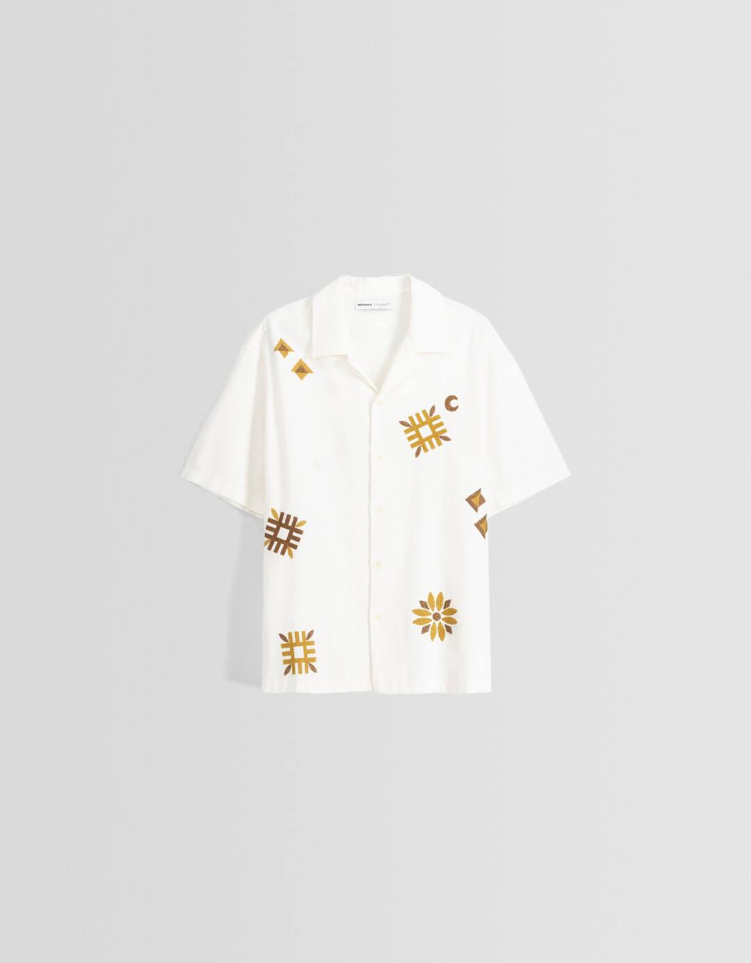 Camisa manga corta rústica bordados